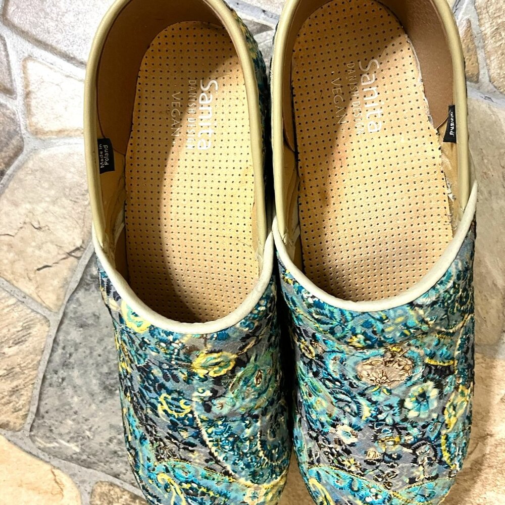 Sanita blue clogs, size 11